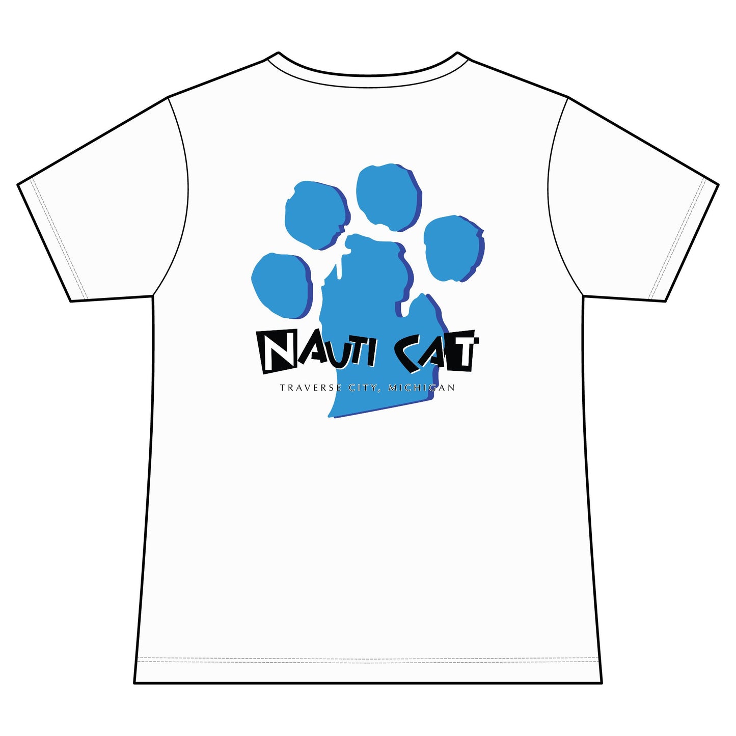 Nauti Cat V-Neck Tee – Playful Cat Paw Graphic Women's T-Shirt