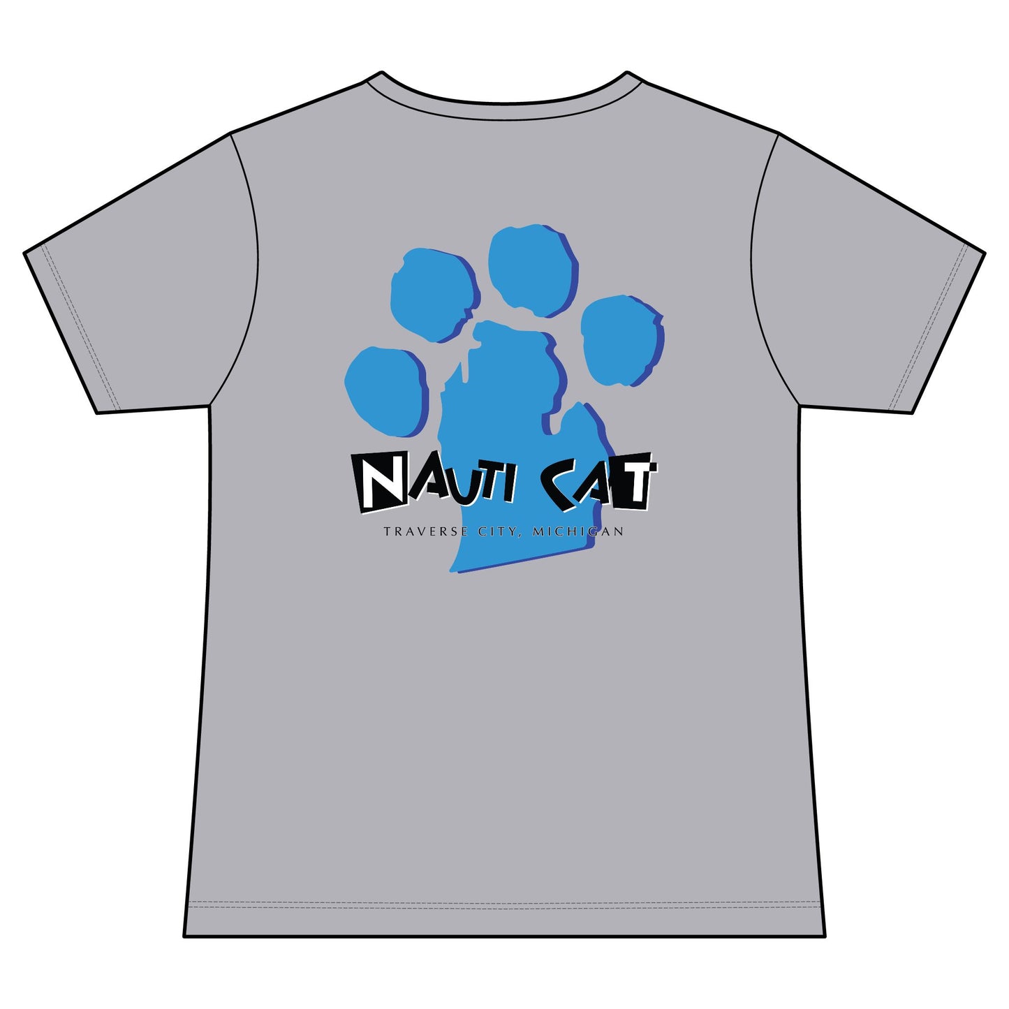 Nauti Cat V-Neck Tee – Playful Cat Paw Graphic Women's T-Shirt