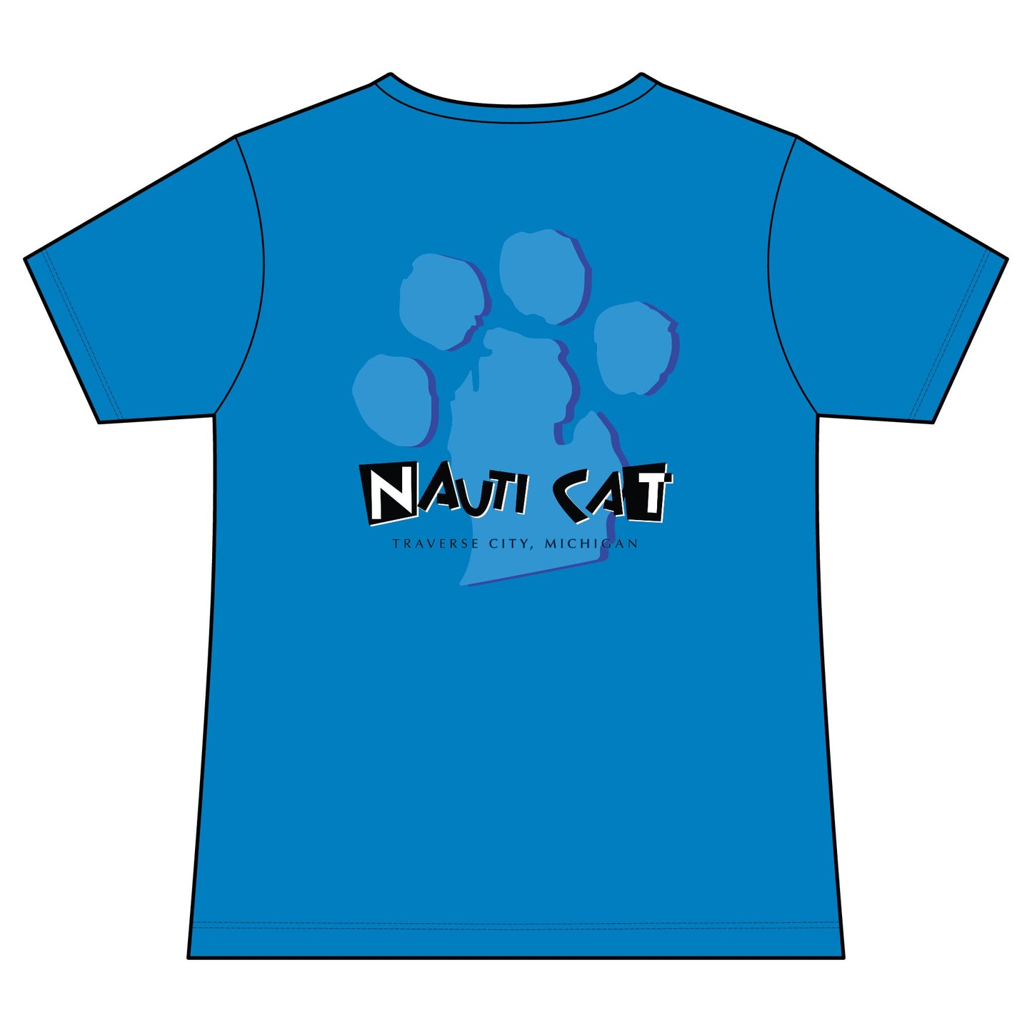 Nauti Cat V-Neck Tee – Playful Cat Paw Graphic Women's T-Shirt