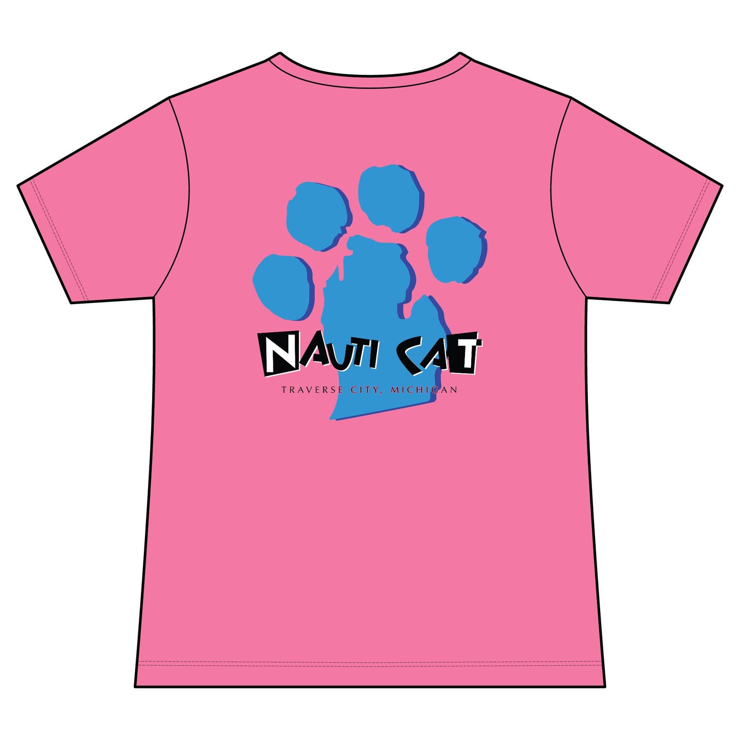 Nauti Cat V-Neck Tee – Playful Cat Paw Graphic Women's T-Shirt