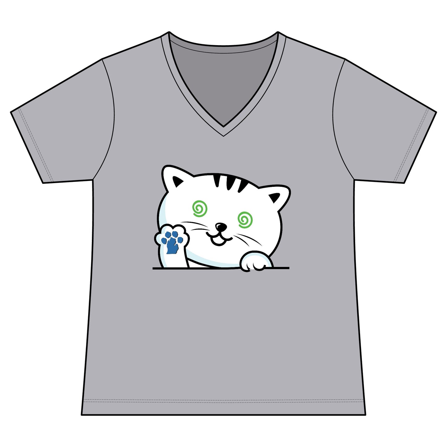 Nauti Cat V-Neck Tee – Playful Cat Paw Graphic Women's T-Shirt