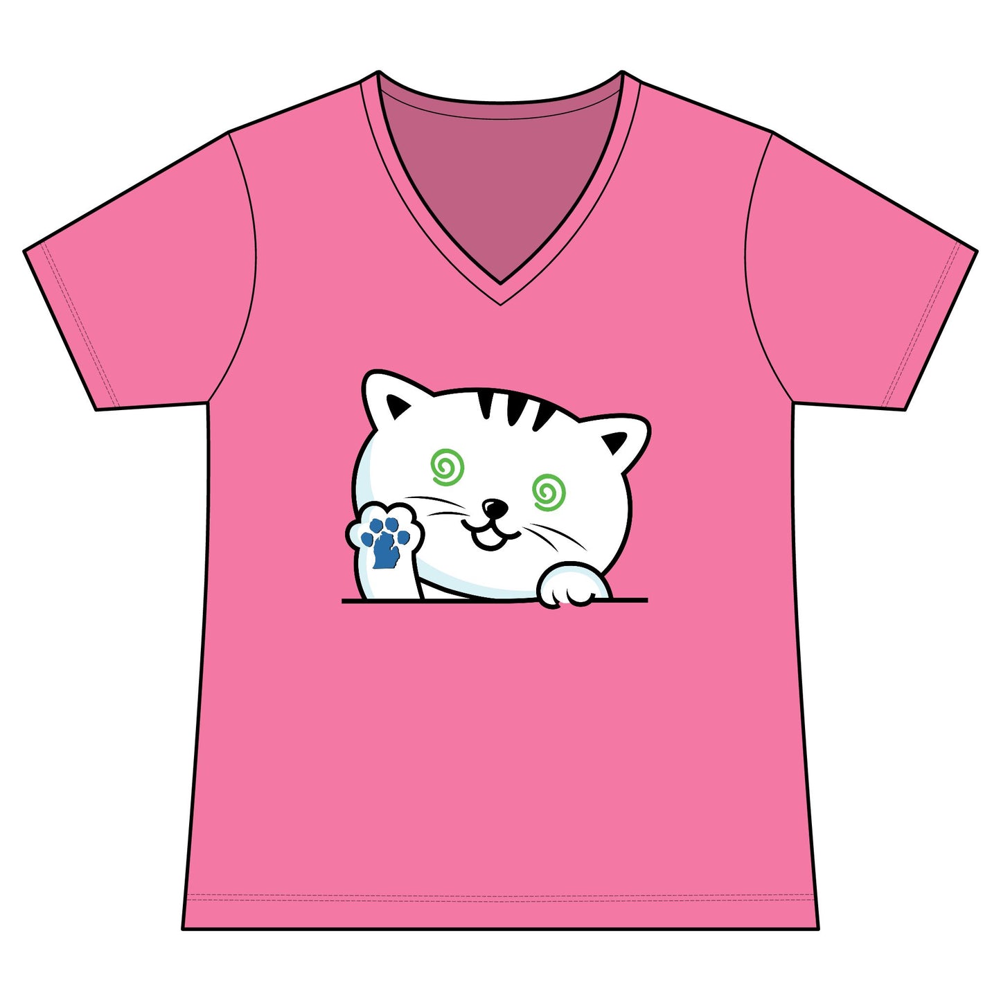 Nauti Cat V-Neck Tee – Playful Cat Paw Graphic Women's T-Shirt