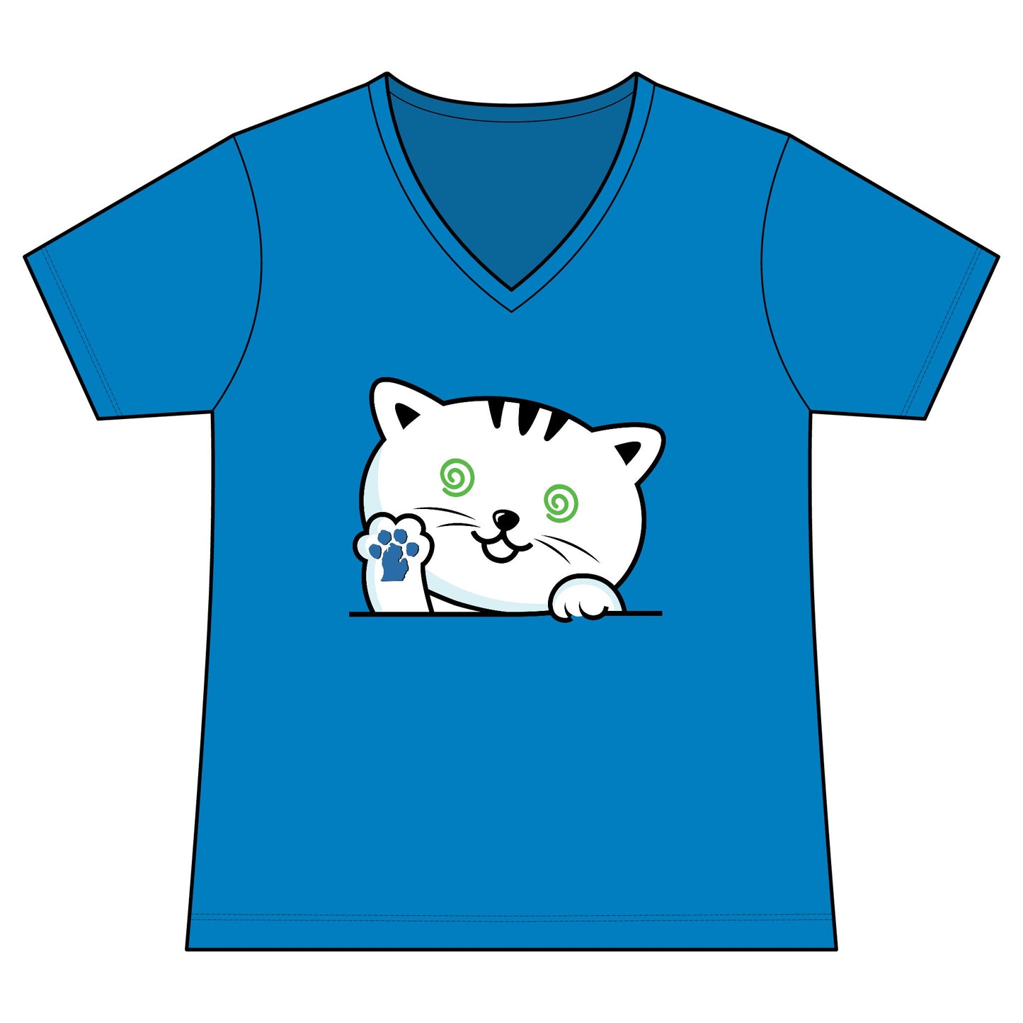 Nauti Cat V-Neck Tee – Playful Cat Paw Graphic Women's T-Shirt